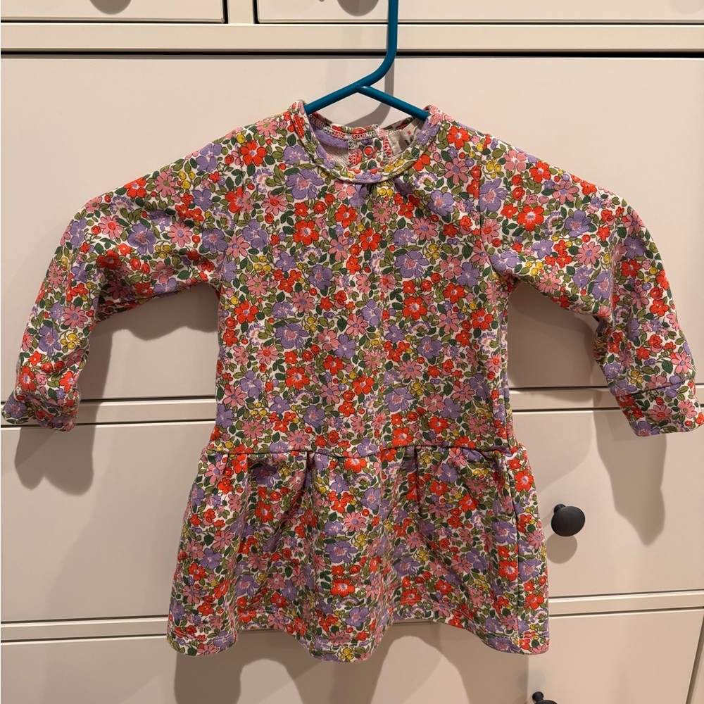 Mini Boden Floral Knit Dress in Purple, Red, Green, Yellow